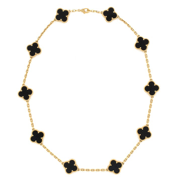 Van Cleef & Arpels Vintage Alhambra 10 Motifs Necklace 18K Yellow Gold and Onyx