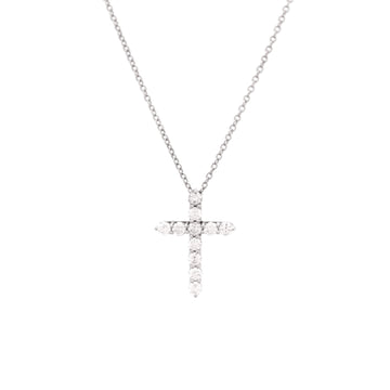 Tiffany & Co. Cross Pendant Necklace Platinum and Diamonds Small