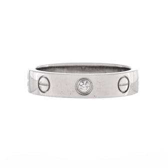 Cartier Love Wedding Band 1 Diamond Ring 18K White Gold with Diamond