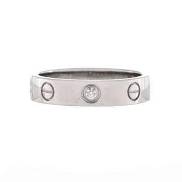 Cartier Love Wedding Band 1 Diamond Ring 18K White Gold with Diamond
