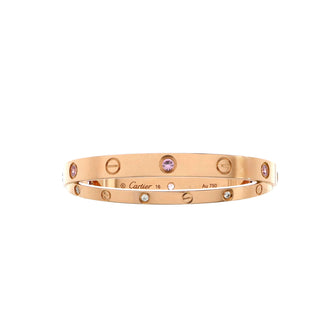 Cartier Double Love Bracelet 18K Rose Gold with Pink Sapphires and Diamonds