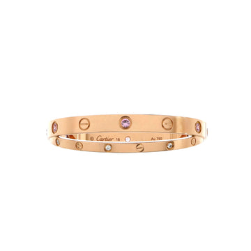 Cartier Double Love Bracelet 18K Rose Gold with Pink Sapphires and Diamonds