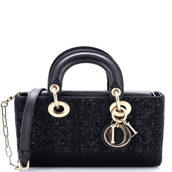 Christian Dior Lady D-Joy Bag Beaded Embroidered Satin Small