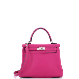 Hermes Kelly Handbag Pink Swift with Palladium Hardware 25