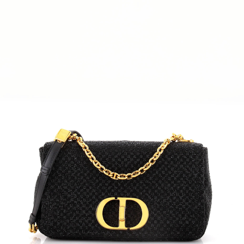 Christian Dior Caro Bag Beaded Leather Medium Black 31967010