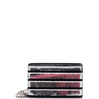 Prada Baia Chain Flap Bag Sequin Embellished Leather Small