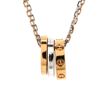 Cartier Love 3 Ring Pendant Necklace 18K Rose Gold and 18K White Gold with 6 Diamonds