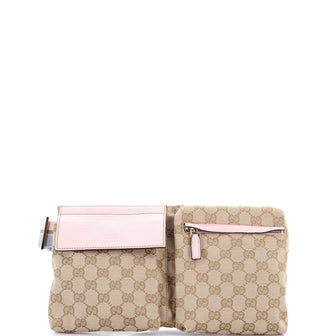 Gucci Vintage Double Belt Bag GG Canvas Small