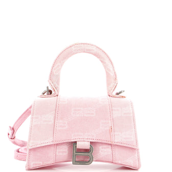 Balenciaga Hourglass Top Handle Bag BB Monogram Denim XS