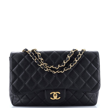 Chanel Classic Single Flap Bag Quilted Caviar Jumbo