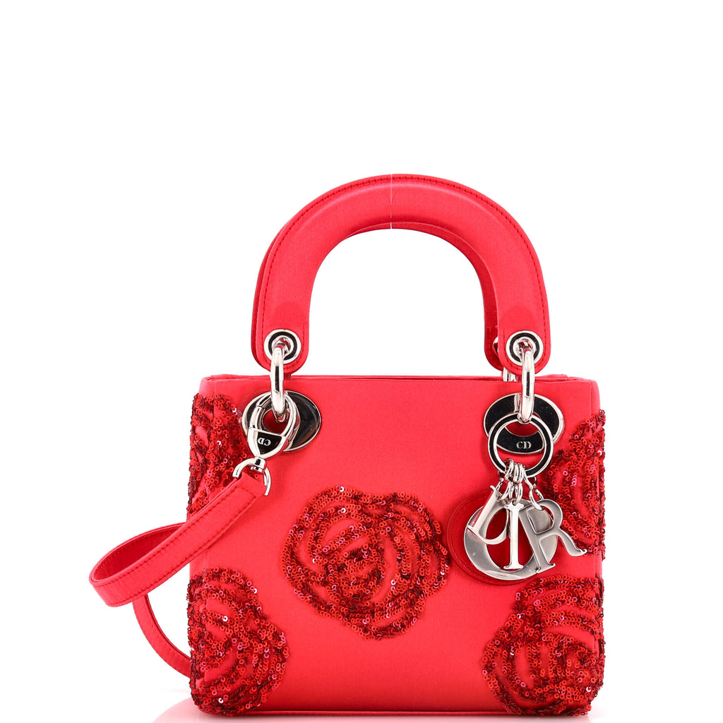 Christian Dior Lady Dior Bag Embellished Satin Mini Pink 3197993