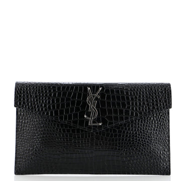 Saint Laurent Uptown Pouch Crocodile Embossed Leather
