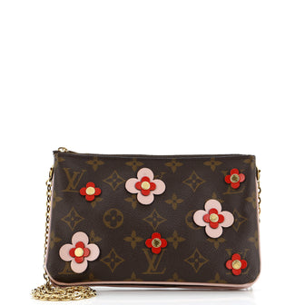 Louis Vuitton Double Zip Pochette Limited Edition Blooming Flowers Monogram Canvas