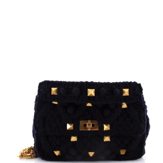 Valentino Garavani Roman Stud Flap Bag Knit Crochet Medium