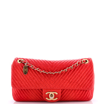 Chanel Medallion Charm Flap Bag Chevron Wrinkled Lambskin Medium