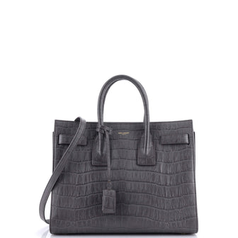 Saint Laurent Sac de Jour Bag Crocodile Embossed Leather Small