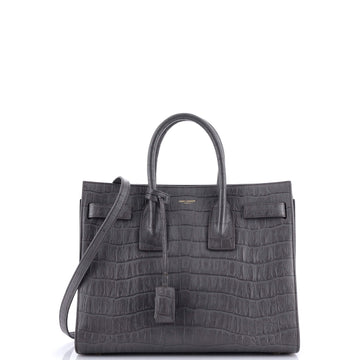 Saint Laurent Sac de Jour Bag Crocodile Embossed Leather Small