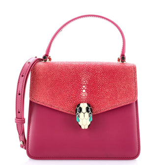 Bvlgari Serpenti Forever Top Handle Bag Leather and Stingray Small