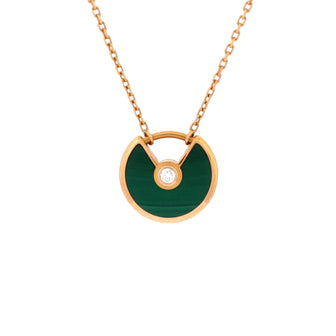 Cartier Amulette de Cartier Pendant Necklace 18K Rose Gold with Malachite and Diamond XS