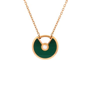 Cartier Amulette de Cartier Pendant Necklace 18K Rose Gold with Malachite and Diamond XS