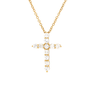 Tiffany & Co. Cross Pendant Necklace 18K Yellow Gold with Diamonds Small