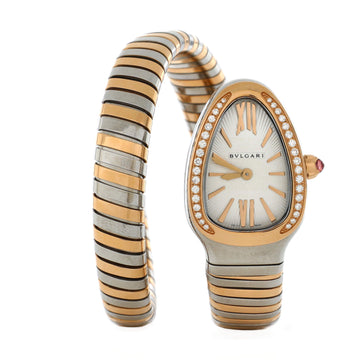 Bvlgari Serpenti Tubogas Single Spiral Quartz Watch Stainless Steel and Rose Gold with Diamond Bezel 23
