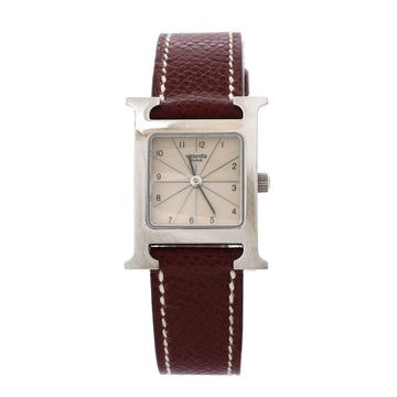 Hermes Heure H Quartz Watch Stainless Steel and Leather 21