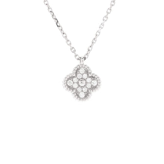 Van Cleef & Arpels Sweet Alhambra Pendant Necklace 18K White Gold with Diamonds