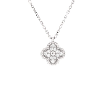 Van Cleef & Arpels Sweet Alhambra Pendant Necklace 18K White Gold with Diamonds