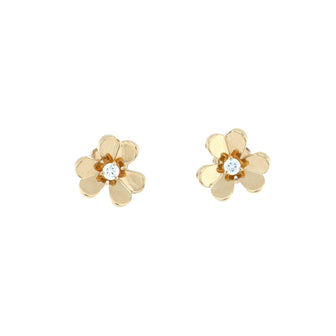 Van Cleef & Arpels Frivole Stud Earrings 18K Yellow Gold with Diamonds Mini