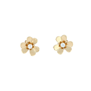 Van Cleef & Arpels Frivole Stud Earrings 18K Yellow Gold with Diamonds Mini