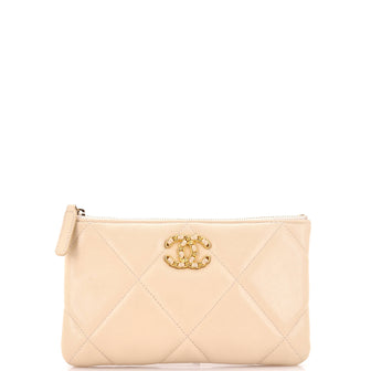 Chanel 19 O Case Pouch Quilted Goatskin Small