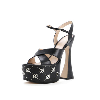 Gucci Women's Janaya GG Studded Platform Sandals Leather