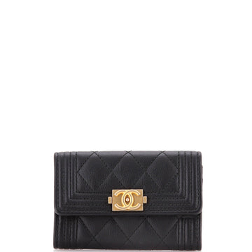 Chanel Boy Flap Card Case Quilted Caviar