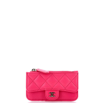 Chanel Flap Zip Card Holder Quilted Caviar