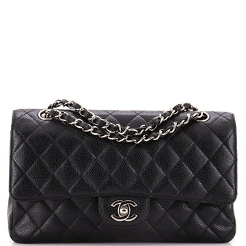 Chanel Vintage Classic Double Flap Bag Quilted Caviar Medium