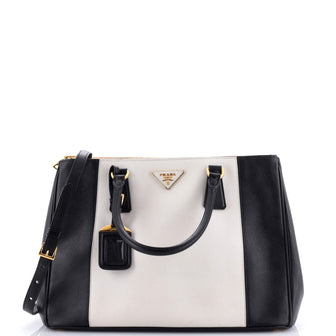 Prada Bicolor Double Zip Lux Tote Saffiano Leather Medium