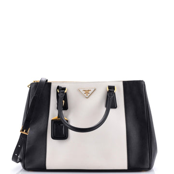 Prada Bicolor Double Zip Lux Tote Saffiano Leather Medium