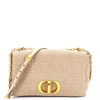 Christian Dior Caro Bag Cannage Embroidered Raffia Medium
