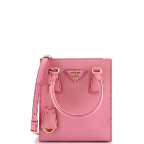 Prada Convertible Open Tote Saffiano Leather Mini Pink 320094140