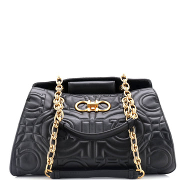 Salvatore Ferragamo Gancini Chain Tote Quilted Leather Medium