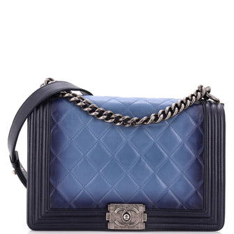 Chanel Boy Flap Bag Quilted Ombre Leather New Medium