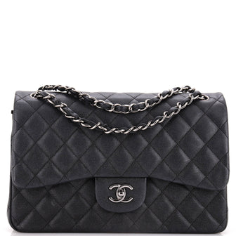 Chanel Classic Double Flap Bag Quilted Iridescent Caviar Jumbo