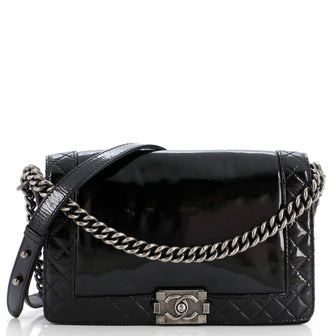 Chanel Reverso Boy Flap Bag Patent New Medium