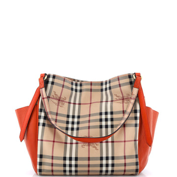 Burberry Canterbury Panels Tote Haymarket Coated Canvas and Leather Small