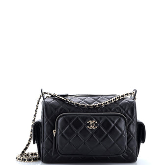 Chanel Multipocket Camera Case Quilted Crumpled Lambskin Small