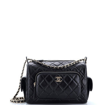 Chanel Multipocket Camera Case Quilted Crumpled Lambskin Small