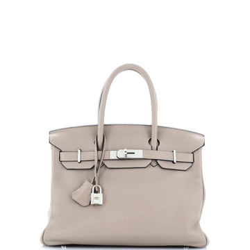 Hermes Birkin Handbag Grey Clemence with Palladium Hardware 30