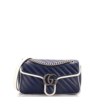 Gucci GG Marmont Flap Bag Diagonal Quilted Leather Small