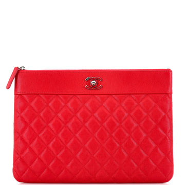 Chanel Mademoiselle Vintage O Case Clutch Quilted Sheepskin Medium